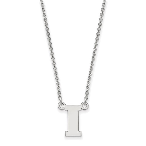Sterling Silver Rhodium-plated LogoArt University of Iowa Letter I Small Pendant Necklace, 18"