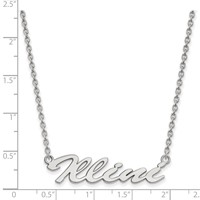 Sterling Silver Rhodium-plated LogoArt University of Illinois Medium Illini Script Pendant Necklace, 18" view 2