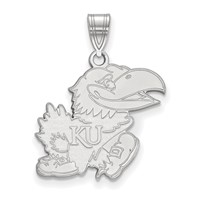 Sterling Silver Rhodium-plated LogoArt University of Kansas Jayhawk Large Pendant view 1