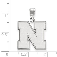 Sterling Silver Rhodium-plated LogoArt University of Nebraska Letter N Large Pendant view 2