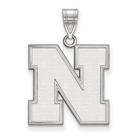 Sterling Silver Rhodium-plated LogoArt University of Nebraska Letter N Large Pendant view 1
