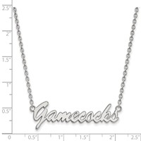 Sterling Silver Rhodium-plated LogoArt U of South Carolina Gamecocks Script Medium Pendant Necklace, 18" view 2
