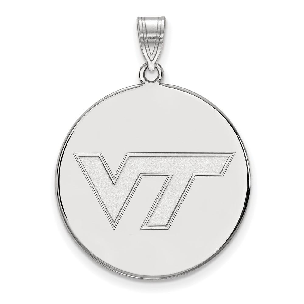 Sterling Silver Rhodium-plated LogoArt Virginia Tech V-t Extra Large Disc Pendant