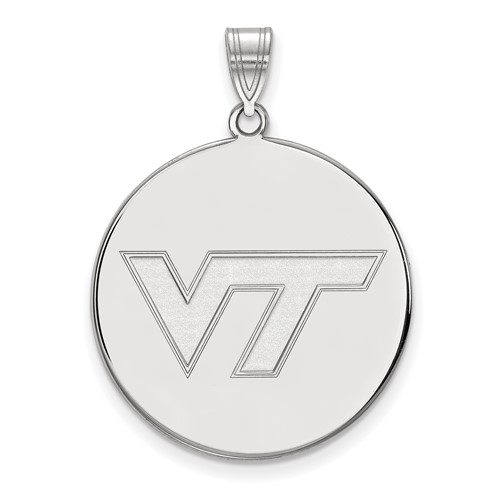 Sterling Silver Rhodium-plated LogoArt Virginia Tech V-t Extra Large Disc Pendant