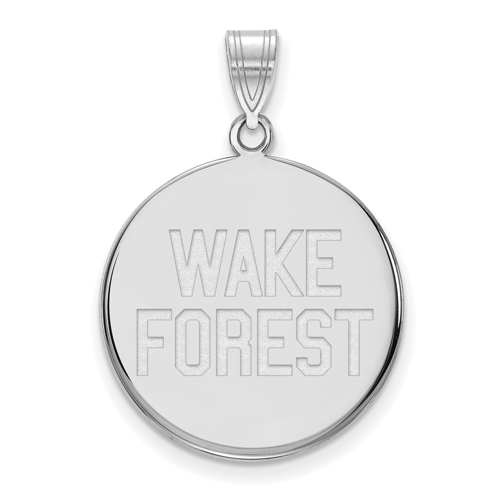 Sterling Silver Rhodium-plated LogoArt Wake Forest University W-f Deacon Large Disc Pendant
