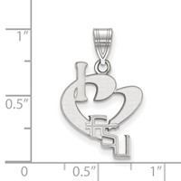 Sterling Silver Rhodium-plated LogoArt Florida State University Large I Heart F-s-u Pendant view 2