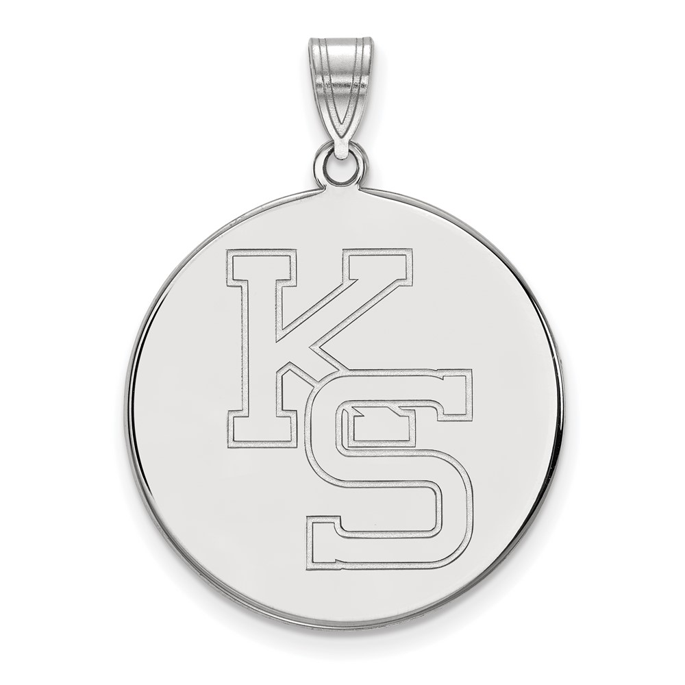 Sterling Silver Rhodium-plated LogoArt Kansas State University K-s Extra Large Disc Pendant