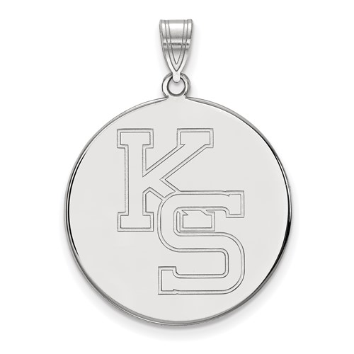 Sterling Silver Rhodium-plated LogoArt Kansas State University K-s Extra Large Disc Pendant