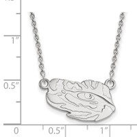 Sterling Silver Rhodium-plated LogoArt Louisiana State University Tiger Eye Small Pendant Necklace, 18" view 2