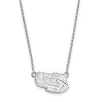 Sterling Silver Rhodium-plated LogoArt Louisiana State University Tiger Eye Small Pendant Necklace, 18" view 1