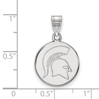 Sterling Silver Rhodium-plated LogoArt Michigan State University Spartan Medium Disc Pendant view 2
