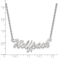 Sterling Silver Rhodium-plated LogoArt North Carolina State University Medium Wolfpack Script Pendant Necklace, 18" view 2