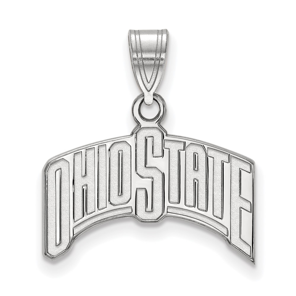 Sterling Silver Rhodium-plated LogoArt the Ohio State University Large Pendant