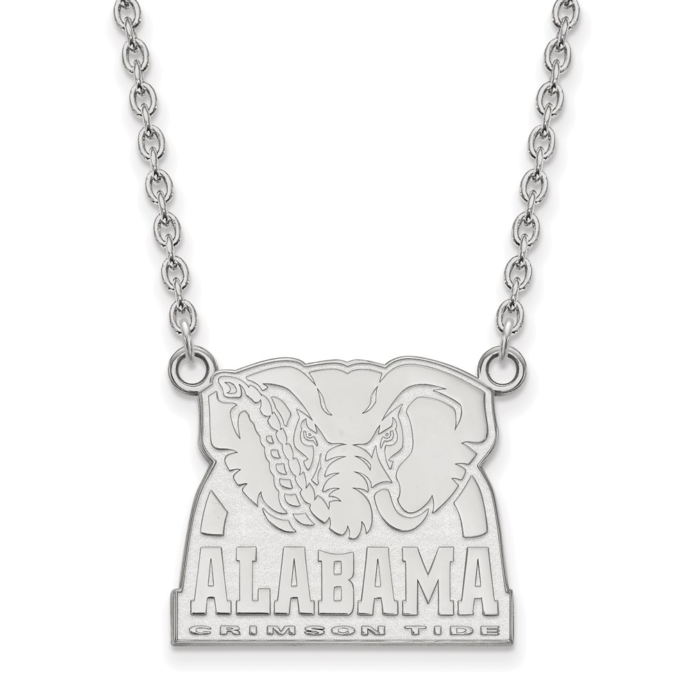 Sterling Silver Rhodium-plated LogoArt University of Alabama Elephant Large Pendant Necklace, 18"