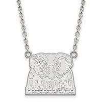 Sterling Silver Rhodium-plated LogoArt University of Alabama Elephant Large Pendant Necklace, 18" view 1