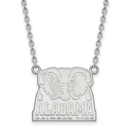 Sterling Silver Rhodium-plated LogoArt University of Alabama Elephant Large Pendant Necklace, 18"