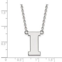 Sterling Silver Rhodium-plated LogoArt University of Iowa Letter I Large Pendant Necklace, 18" view 2