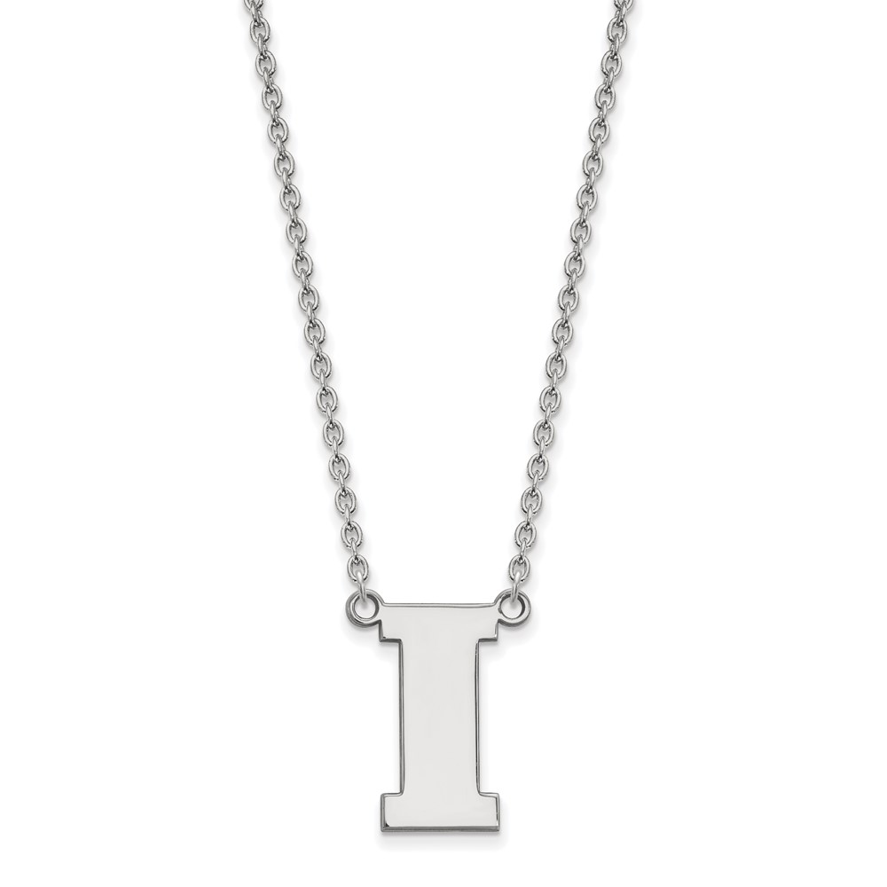 Sterling Silver Rhodium-plated LogoArt University of Iowa Letter I Large Pendant Necklace, 18"