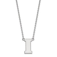 Sterling Silver Rhodium-plated LogoArt University of Iowa Letter I Large Pendant Necklace, 18" view 1