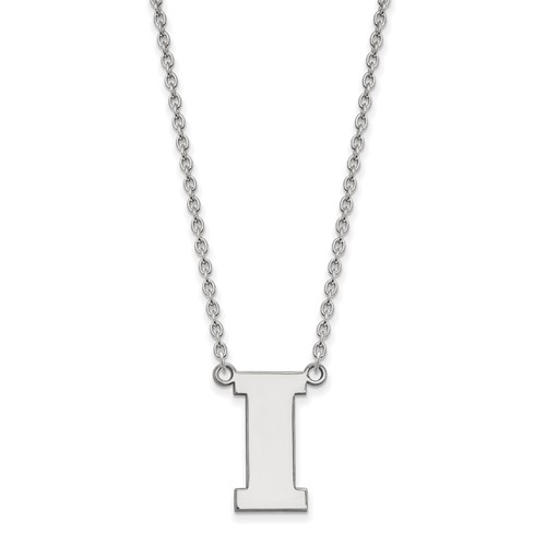 Sterling Silver Rhodium-plated LogoArt University of Iowa Letter I Large Pendant Necklace, 18"