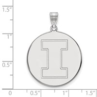 Sterling Silver Rhodium-plated LogoArt University of Illinois Letter I Extra Large Disc Pendant view 2