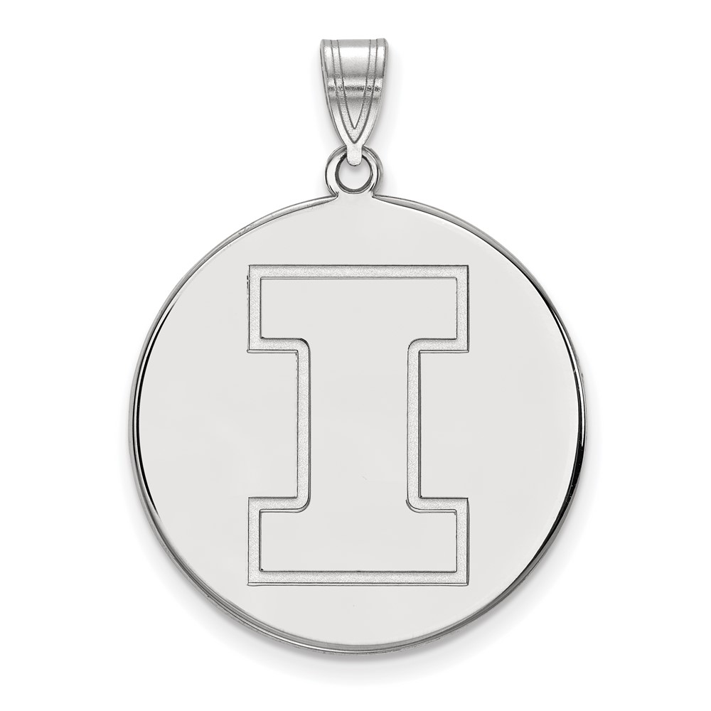 Sterling Silver Rhodium-plated LogoArt University of Illinois Letter I Extra Large Disc Pendant