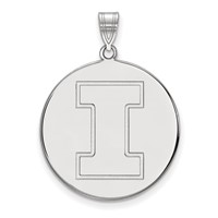 Sterling Silver Rhodium-plated LogoArt University of Illinois Letter I Extra Large Disc Pendant view 1