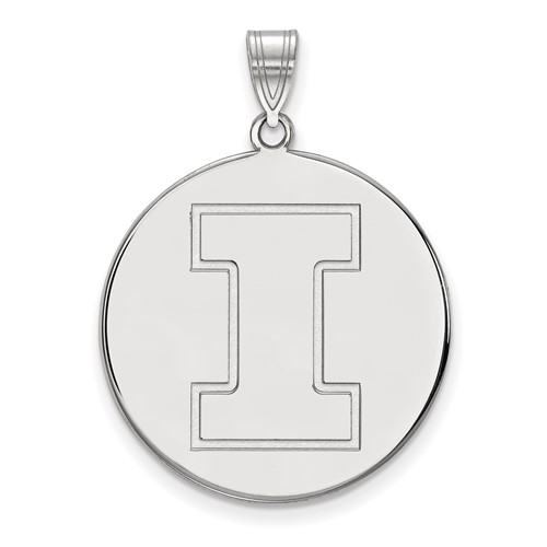 Sterling Silver Rhodium-plated LogoArt University of Illinois Letter I Extra Large Disc Pendant
