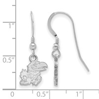 Sterling Silver Rhodium-plated LogoArt University of Kansas Jayhawk Extra Small Dangle Wire Earrings view 2