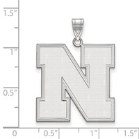 Sterling Silver Rhodium-plated LogoArt University of Nebraska Letter N Extra Large Pendant view 2