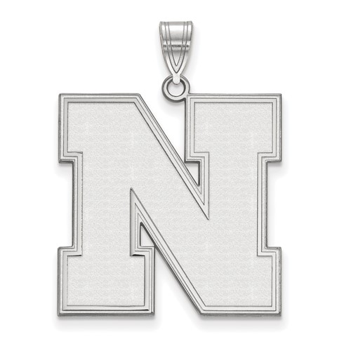 Sterling Silver Rhodium-plated LogoArt University of Nebraska Letter N Extra Large Pendant
