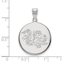 Sterling Silver Rhodium-plated LogoArt University of South Carolina Gamecock Large Disc Pendant view 2
