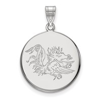 Sterling Silver Rhodium-plated LogoArt University of South Carolina Gamecock Large Disc Pendant view 1
