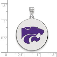 Sterling Silver Rhodium-plated LogoArt Kansas State University Wildcat Extra Large Enameled Disc Pendant view 2