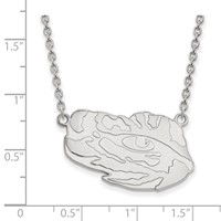Sterling Silver Rhodium-plated LogoArt Louisiana State University Tiger Eye Large Pendant Necklace, 18" view 2