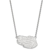 Sterling Silver Rhodium-plated LogoArt Louisiana State University Tiger Eye Large Pendant Necklace, 18" view 1