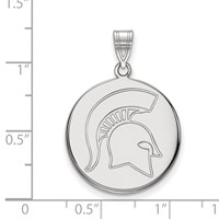 Sterling Silver Rhodium-plated LogoArt Michigan State University Spartan Large Disc Pendant view 2