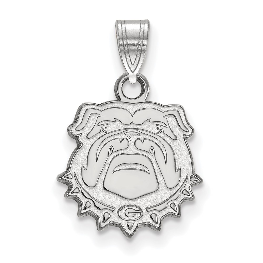 Sterling Silver Rhodium-plated LogoArt University of Georgia Bulldog Small Pendant