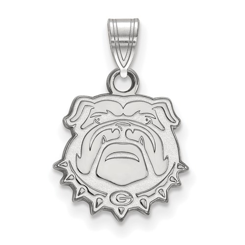 Sterling Silver Rhodium-plated LogoArt University of Georgia Bulldog Small Pendant