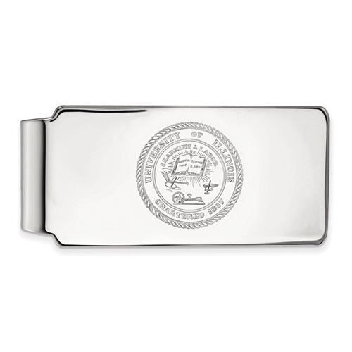Sterling Silver Rhodium-plated LogoArt University of Illinois Crest Money Clip