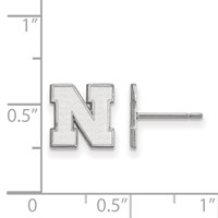 Sterling Silver Rhodium-plated LogoArt University of Nebraska Letter N Extra Small Post Earrings view 2