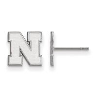 Sterling Silver Rhodium-plated LogoArt University of Nebraska Letter N Extra Small Post Earrings view 1