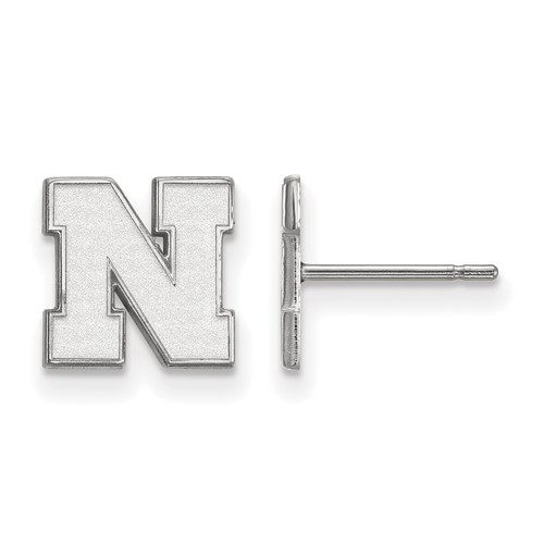 Sterling Silver Rhodium-plated LogoArt University of Nebraska Letter N Extra Small Post Earrings