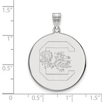 Sterling Silver Rhodium-plated LogoArt University of South Carolina Extra Large Disc Pendant view 2