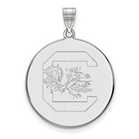 Sterling Silver Rhodium-plated LogoArt University of South Carolina Extra Large Disc Pendant view 1
