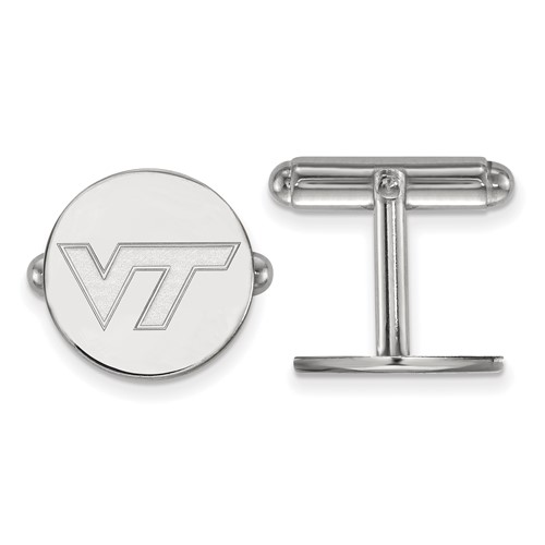 Sterling Silver Rhodium-plated LogoArt Virginia Tech V-t Cuff Links