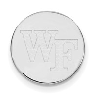 SS Rh-p LogoArt Wake Forest University Black Leather Oval Key Chain view 2