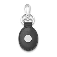 SS Rh-p LogoArt Wake Forest University Black Leather Oval Key Chain view 1