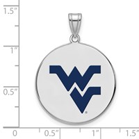 Sterling Silver Rhodium-plated LogoArt West Virginia University W-v Large Enameled Disc Pendant view 2