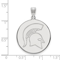 Sterling Silver Rhodium-plated LogoArt Michigan State University Spartan Extra Large Disc Pendant view 2